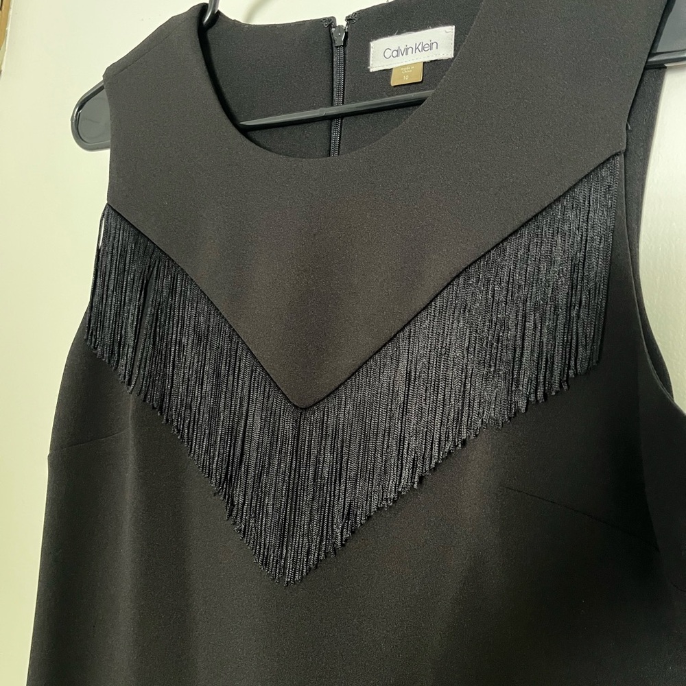Calvin Klein Black Fringe Dress size 10
